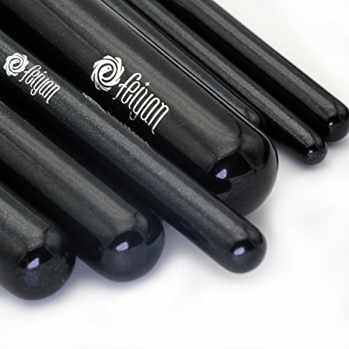 FEIYAN Make-up Pinsel Sets Natürliche Ziegenhaar Synthetische Make-up Pinsel Set Professionelle Kabuki Makeup Foundation Eyeliner Lip Powder Kosmetik Pinsel Kit mit Reißverschluss Tasche (8 Stück, Schwarz) - 8