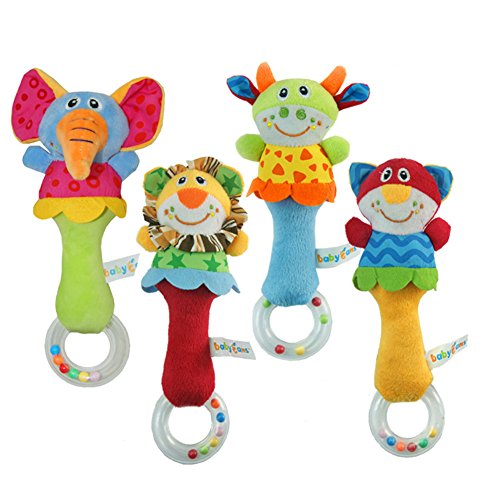 Demiawaking 22cm Developmental Animal Soft Stuffed Infant Baby Plush Toys Rattles Kids Activity Spiral Bed Strollers Toys Cradles
