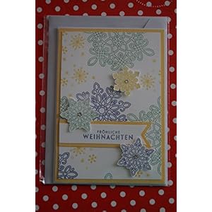 Weihnachtskarte Schneeflocken gelb