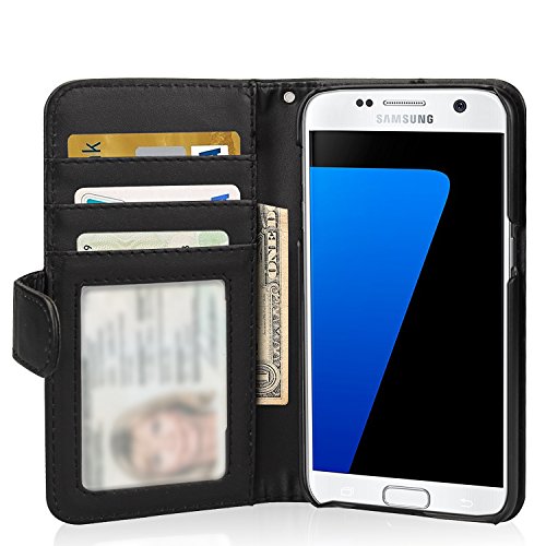 Samsung Galaxy S7 H  lle Brieftasche mit Standfunktion und Karte Halter  Flycool Ledertasche f  r Samsung Galaxy S7