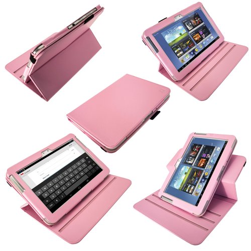 igadgitz Pink Rosa 360° Rotierende Abnehmbare PU Leder Tasche Schutz Hülle Schutzhülle Ledertasche Lederetui Etui Case Cover für Samsung Galaxy Note 10.1 N8000 WiFi 3G Android Tablet + Display Schutzfolie