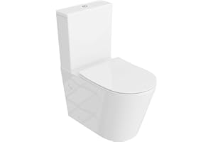 LAVITA WC monoblocco con cassetta di scarico integrata ANTON WHITE Set completo WC con coperchio con chiusura automatica WC in ceramica senza brida Sistema di scarico TORNADO