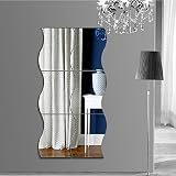 6pcs Silber Wellenmuster Dekor Kunst Abziehbild Spiegel Stil Wandaufkleber Kindzimmer - 5