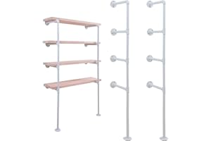 LINKPIPES Industrielles Rohrregal, Regalhalterungen DIY Open Book Regal für Büroraum Küche Wandregale(2Pcs 4Tier,57.5" hoch,11" tief, nur Hardware)