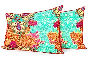 DreamVio Jute Fabric Printed Decorative Pillow/Throw/Cushion Covers for Living Room, Bed Room, Sofa,Chairs,Pillow Cases, Pillow Covers Set of 2, Size 12x18 Inches Style197