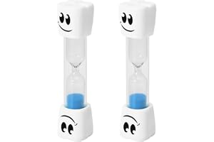 TRIXES Sandtimer för tandborstning 2-pack – 2 minuters barntimer | Visuell timer för barn med 2 minuters nedräkning för munhygien – Badrumstillbehör med smileydesign