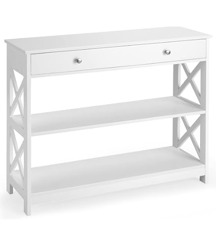 VidaXL Tavolo Consolle In Legno Massello Di Recupero, Stile Retrò Con 2 Cassetti E Ripiano, 120x40x75 Cm, Finitura Lucida - 5