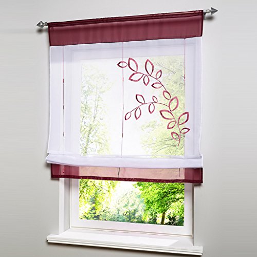 Bestickt Raffrollos Tunnelzug Gardinen 1er-Pack Vorhang H*B 120*60cm Violett