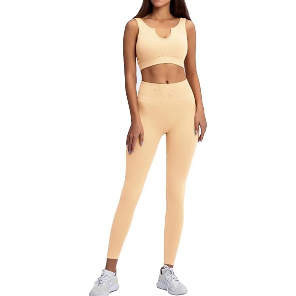 SHEKINI Set Palestra Donna 2 Pezzi - Top Manica Corta E Leggings Yoga, Traspirante E Comodo, Per Fitness E Casual - Foto 3