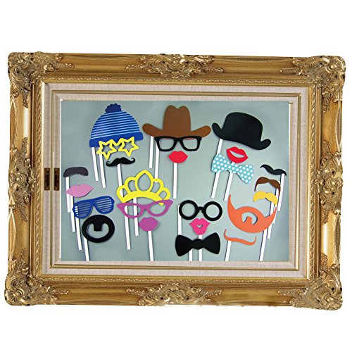 24 Stück Photo Booth Foto Booth Party Fotorequisiten & Fotoaccessoires Mit Einem Bilderrahmen Für Party Hochzeit Geburtstag Abschlussfeier DIY Lustige Fotos