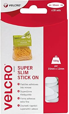 VELCRO Brand Pastilles ovales auto agrippantes adhésives très fines 35mm x 18 blanc