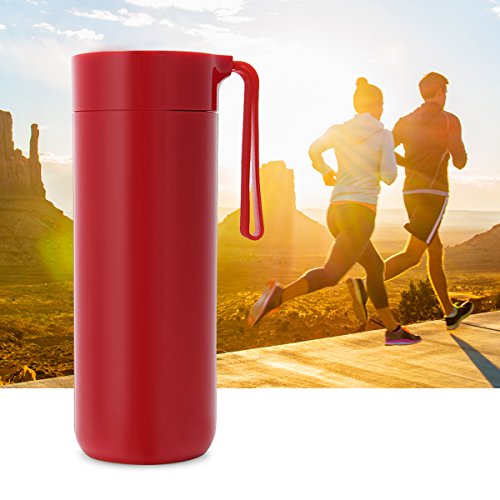 TAPCET 400ml Rotes Reisebecher Vakuum Thermosflasche Edelstahl Isolierflasche Trinkflasche Becher Unten mit Saugnäpfen Für Büro Schule Fitness Outdoor Sport
