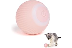 VSSHE Interaktywna piłka dla kota, automatyczne zabawki dla kota ze światłem LED, 2 tryby ładowania USB Interaktywna piłka dla kota, zabawny prezent dla kotka (Różowy)