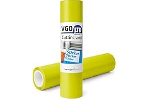 vgoltd Permanent Glossy Adhesive Vinyl Cutting Vinyl Roll for Mug Cup Window Home Decal & DIY Projects (Light Yellow, 30 x 500 cm)