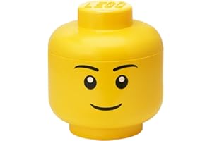 ROOM COPENHAGEN LEGO STORAGE HEAD (LARGE) - BOY - Polypropylene Storage Box with Lid for Kids' Toy Storage, Stackable Organizer, and Fun Storage Solution for LEGO Enthusiasts and Beyond