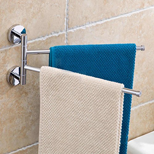 Handtuchhalter für Badhalter Wandmontage, 0-180 ° Schwenkverchromter Edelstahl (2 Armig)