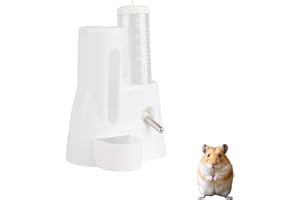 STEFUEWILL17 2 in 1 Hamster Water Bottle - Automatic Feeder Food Water Dispenser, Freestanding Cage Feeder with Food Bowl for Small Animals Like Gerbil, Rat, or Rabbit, Guinea Pig Water Bottle, White