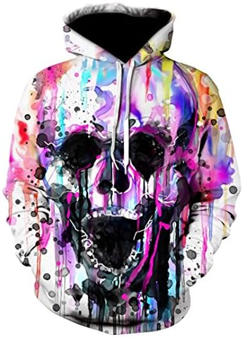 Hoodissx 3D Hoodie Sweatshirt Men colorful Paint Skull 3D Print Pullover Fashion Top