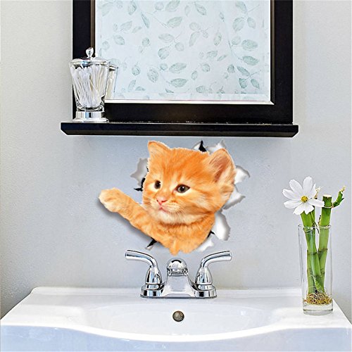 Lalang 3D Katzen und Hunde WC Deckel Aufkleber Badezimmer Bad Sticker Toilette (005#) - 2