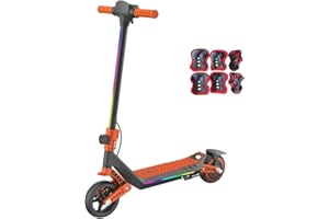 ‎FLOWGOER U8 Kinder E-Scooter in 16 km/h,12 km Reichweite,3 Geschwindigkeitsstufen Zero-Start,Elektronische Bremse,Doppelte Federung,6,5 Zoll Reifen,Klappbar & LED-Beleuchtung,Für Kinder ab 6 Jahren,VierFarben