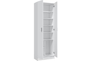 HABITDESIGN LOUNGITUDE - Armoire Rangement 2 Portes L58,5 x H180 cm - Blanc