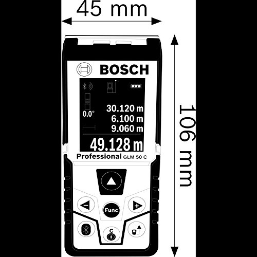 Bosch Professional GLM 50 C Laser-Entfernungsmesser (Messbereich 0,05-50 m, Bluetooth Schnittstelle für Apps (iOS, Android), drehbares Farb-Display, Schutztasche, IP54 Staub- und Spritzwasser-Schutz) 0601072C00 - 9