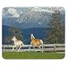 Produktbild Pferde 10006, Pferde im Feld, Designer Leder Mousepad Unterlage Mauspad Maus-Pad Stark Anti Rutsch Unterseite für Optimalen Halt mit Lebhaftes Motiv Kompatibel mit Apple Magic Maus. Ideal für Gamer und für Grafikdesigner