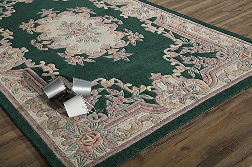 Rugs AmericaNew Aubusson Area Rug, 2-Feet by 4-Feet, Emerald