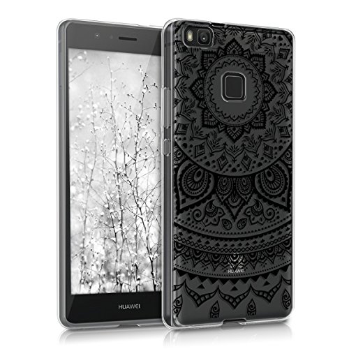 kwmobile Funda para Huawei P9 Lite - Carcasa de  TPU  para m  vil y dise  o de Sol hind   en  Negro Transparente 