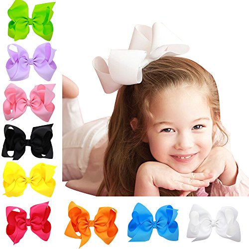 Baby Girl Grosgrain Ribbon 6" Large Boutique Hair Bows Pack Of 16