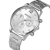 EUZeo Herren Casual Armbanduhren Business Farbe Zifferblatt Mode Mann Kristall Uhren Edelstahlband Analoge Quarz Armbanduhr