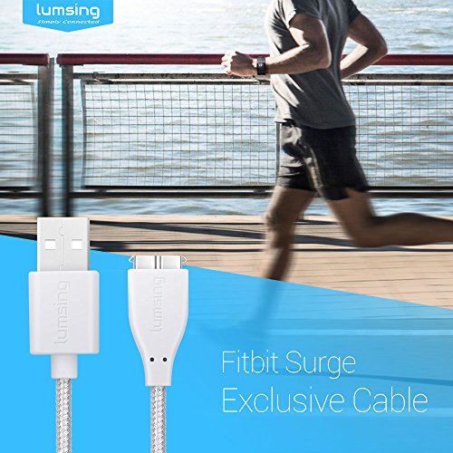 Lumsing Fitbit Surge USB Ladekabel Nylon Kabel 3.3 feet/1M Ersatz Ladekabel Power Kable für Fitbit Surge Fitniss (Weiß) - 8
