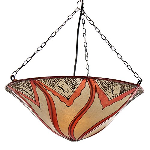 Lampenschirm orientalische Hennalampe Sare orange/natur marokkanische Lederlampe Hängeleuchte Orientlampe