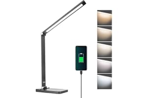Mafiti lampa biurkowa LED, ściemniana, lampa stołowa, 5 kolorów i 3 poziomy jasności, przyjazna dla oczu, lampka nocna, złącze USB, dla czytelników, dzieci, do biura, czarna