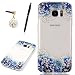 Produktbild HB-Int 3 in 1 Weich Silikon Back Hülle für Samsung Galaxy S7 Edge Weiße Blumen Transparent Schutzhülle Dünn Silikon Etui Full Body Shell Flexible TPU Case Rundum Rahmen Tasche Beschützer Haut Protective Bumper Elegant Slim Thin Backcover Stylus Pen + Staub Stecker