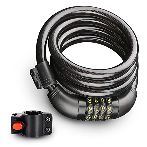 ROADWI Cable Candado de Combinación ,1.2m  Cerradura de Combinacin de 4 Dgitos,Flexible Citadel de Cierre Auto
