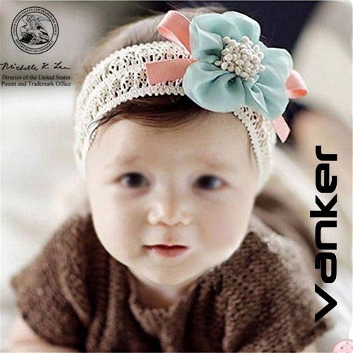 Baby Mädchen Süß Weich Chiffon Blumen Aushohlen Blüte Stirnband Haarband Blau