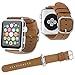 Produktbild Qianyou Apple Watch Lederarmband 38mm mit Metall Klassische Schnalle Echtes Leder Ersatzarmband Armband für Apple Watch Series 3 2 1 Sport Edition (Braun)