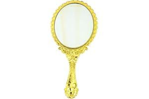 DEZP DEZ 1 PCS handspiegel mit Griff handspiegel mit vergrößerung Hand Mirror Hand Spiegel handspiegel Kinder handspiegel Vintage schmink Spiegel handspiegel Retro（Gold）