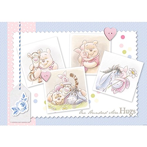 Vlies Fototapete PREMIUM PLUS Wand Foto Tapete Wand Bild Vliestapete - Kindertapete Cartoon Winnie Pooh Ferkel Tigger Herzen Liebe - no. 2343, Größe: 368 x 254 cm Vlies