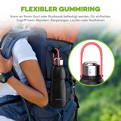 Thermosflasche 500 ML VAVA Isolierflasche Vakuumisolierte Edelstahl Wasserflasche Hält 95°C Heiße Getränke für 24 Stunden Warm (18-8 Edelstahl, Silikonabdichtung, Antirutsch-Mattierung, Gummiring) - 6