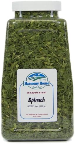 Harmony House Foods Dried Spinach, Flakes, 4 Ounce Quart Size Jar