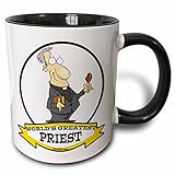 3dRose Dooni Designs Worlds Greatest Cartoons - Funny Worlds Greatest Priest Occupation Job Cartoon - 11oz Two-Tone Black Mug (mug_103467_4)