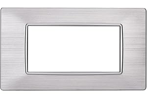 ZOREI Placca Compatibile Con Vimar Plana (4 Moduli/Posti, Silver Satinato)