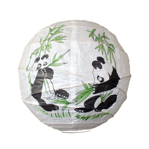 14''(35cm) Panda Eating Green Bamboo Paper Lampshade -6917