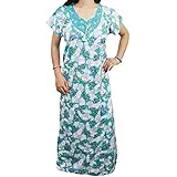 Indiatrendzs Womens Maxi Nighty Light Blue embroidered Hosiery Nightwear Nightgowns Chest- 42
