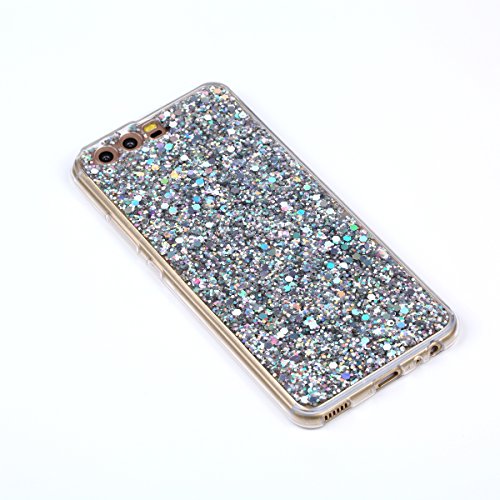 TPU Silikon für Huawei P10,Glitzer Handyhülle für Huawei P10,Funyye Luxuriös Silber Glänzend Bling Pailletten Kristall Durchsichtig Rahmen Shinning Glitter Gel Silikon TPU Hülle TPU Silikon Handytasche Weiche Rückseite Telefonkasten für Huawei P10 + 1 x Frei Displayschutzfolie - 4