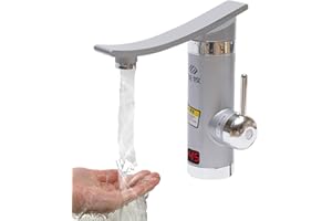 BAZARGAME Grifo eléctrico para cocina, calentador de agua de 360°, giratorio LED, calentamiento instantáneo, grifo de agua caliente, 3000 W