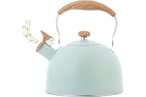 YUEHUAMECH Bouilloire sifflante de 3 L avec poignée ergonomique en acier inoxydable pour cuisinière à gaz à induction, intérieur et extérieur