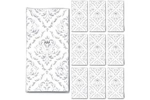 ‎SERVIETTENSHOP 100 Taschentücher Hochzeit geprägt (10x10) Unique Moments für Freudentränen Weiß-Silber